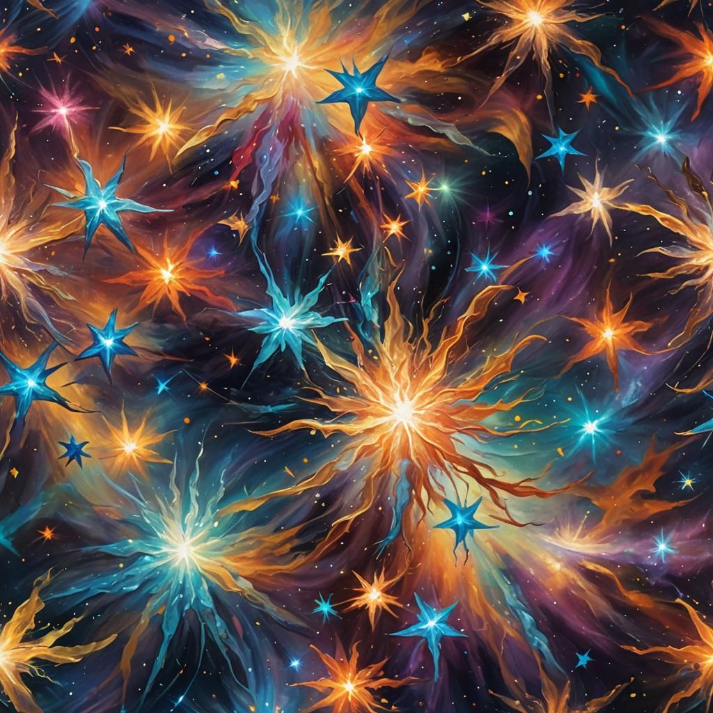 Cosmic Star Cluster Formation in Oil Painting Style