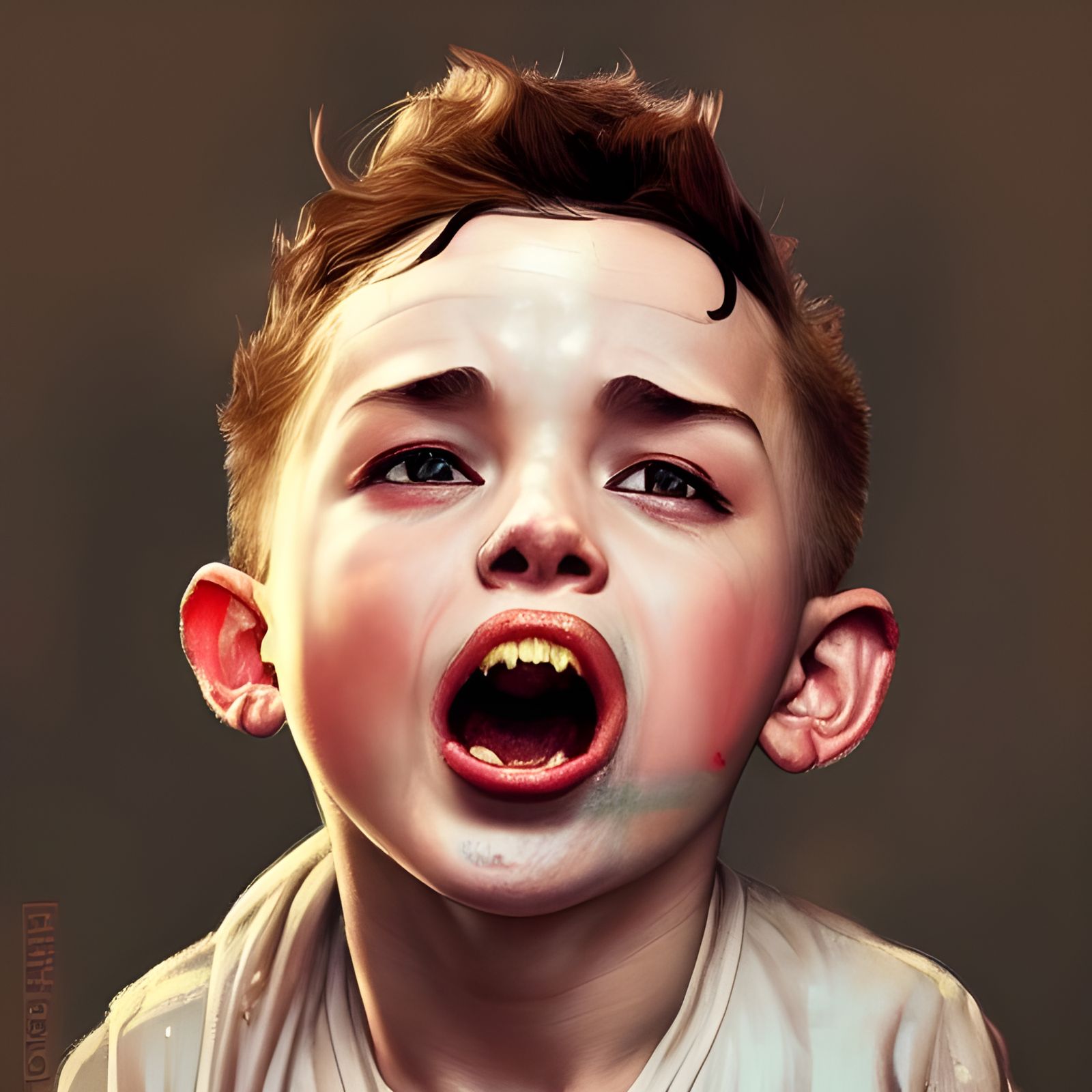 Playful Boy Portrait in Hyperdetailed Style