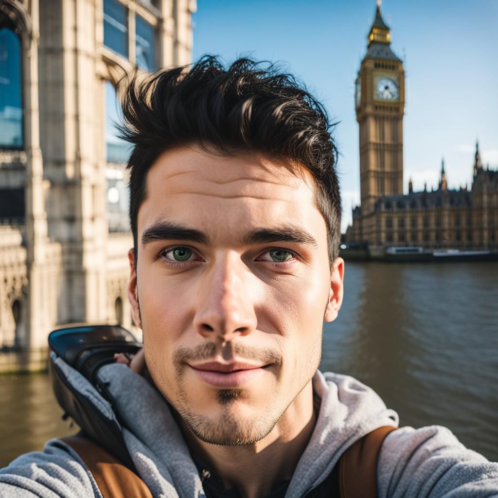 Man's Selfie with Big Ben: Professional Photography