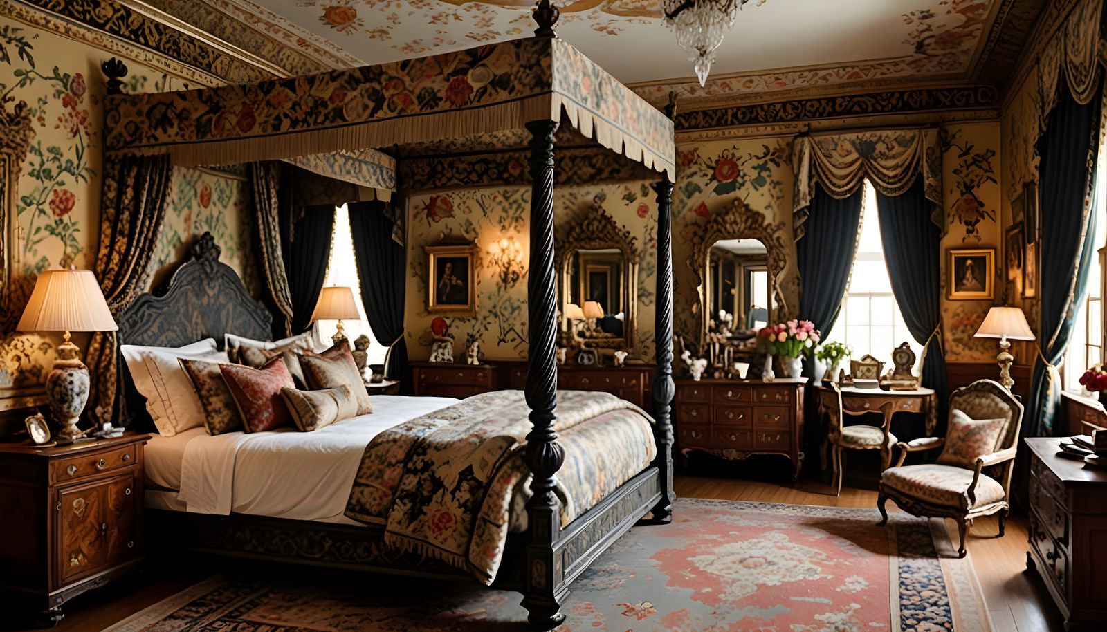 Luxurious Italianate Empress Bedroom with Antique Decor