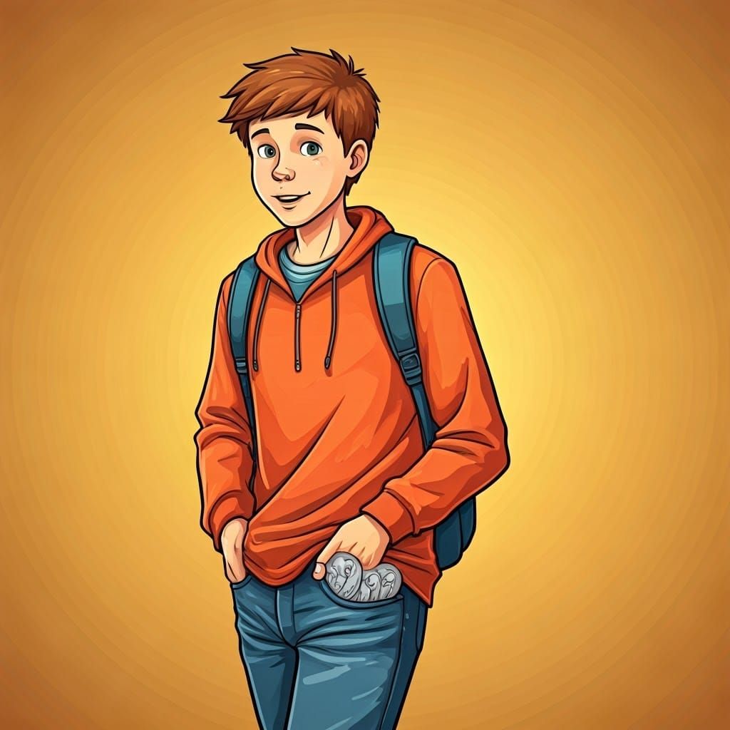 Teenager with Silver Dollars, Expressive Abstract Art