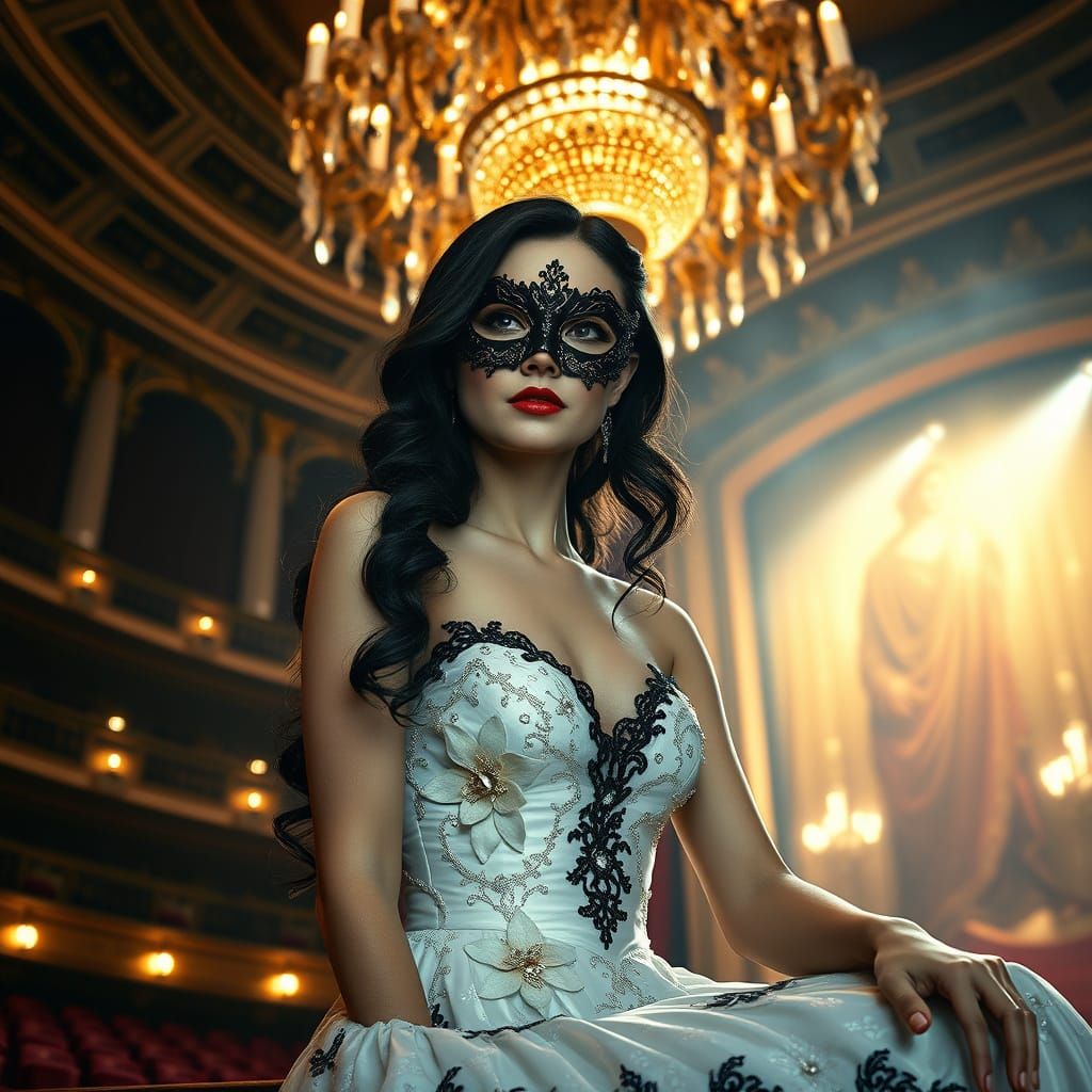 Baroque Opera Diva in Crystal Gown with Mysterious Air