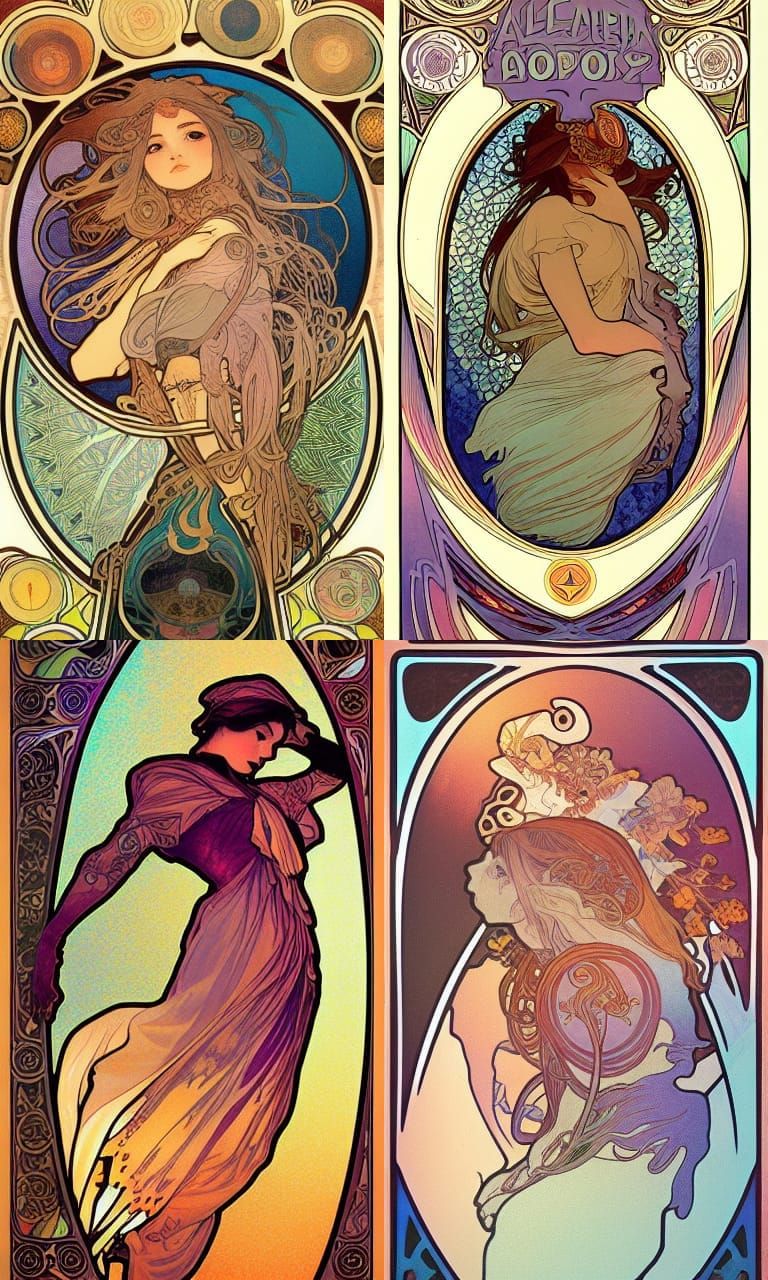 Aetherpunk Moonscape in Art Nouveau Style