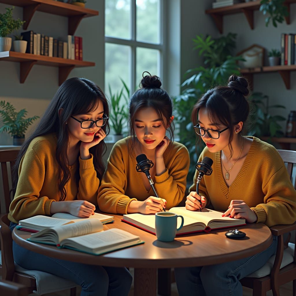 Cozy Study Session in Magical Realism Style