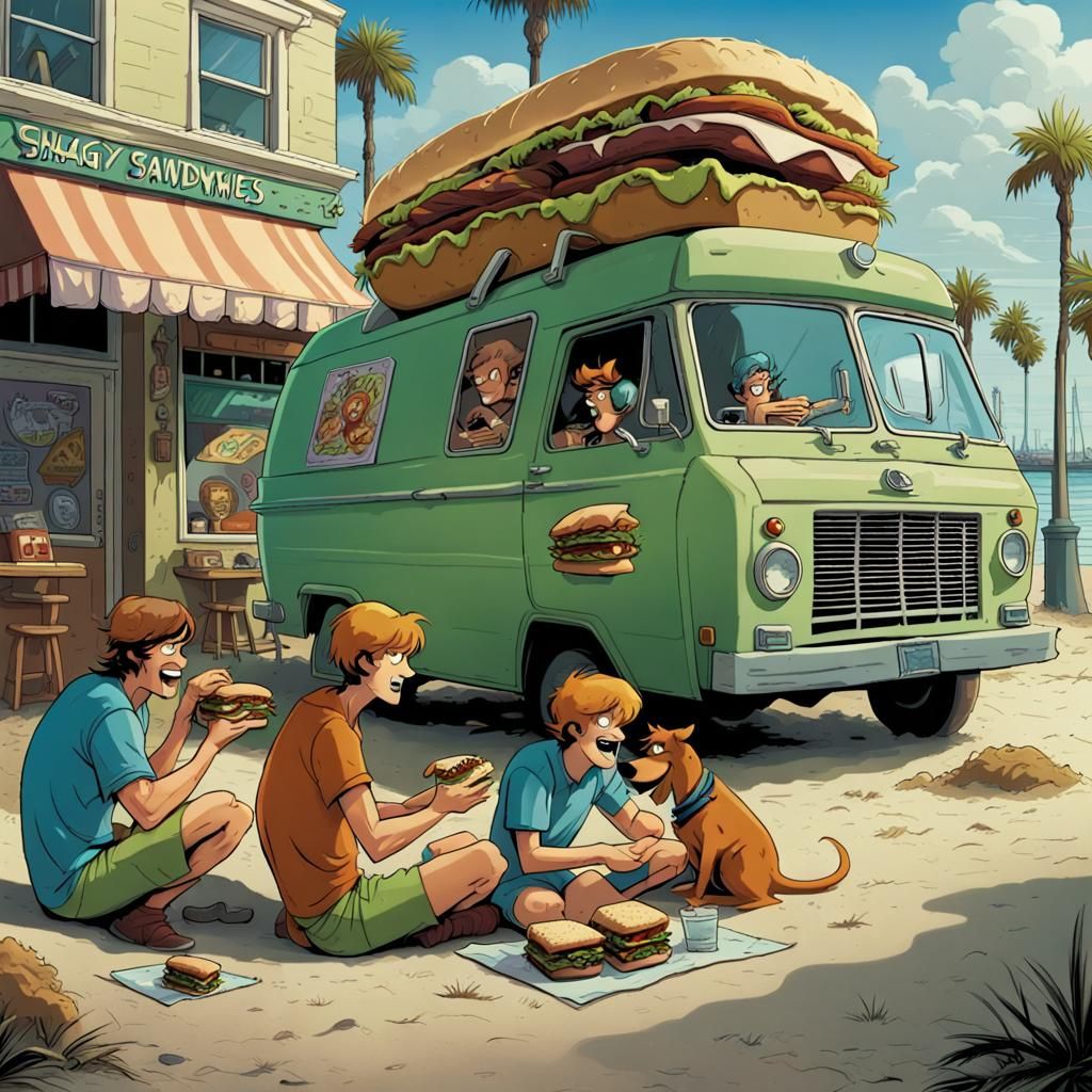 3 Shaggy rogers eating sandwhiches. Lol