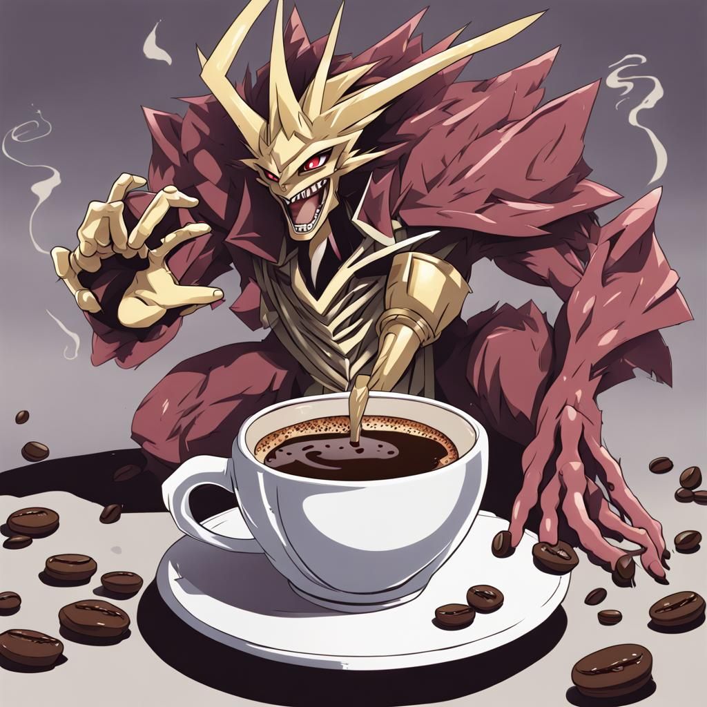 Coffee Monster Card in Anime Style
