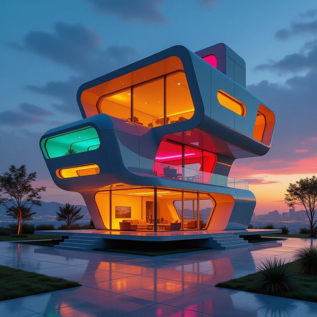 Futuristic Mansion Made of Colorful Plastic