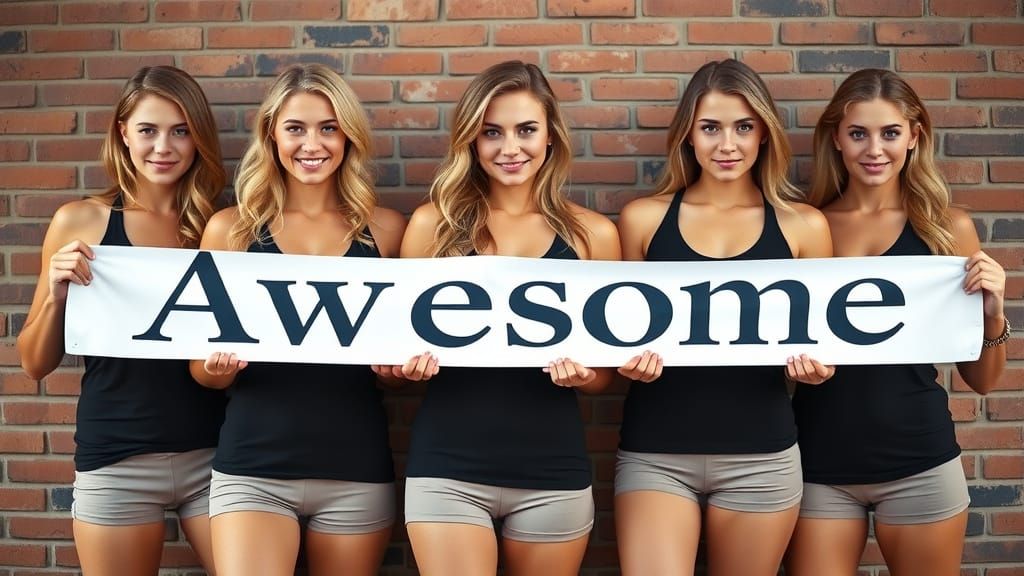 Photorealistic Blondes Holding Awesome Banner