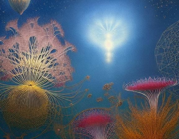 Angelic Apparition Watching Stars in Fairytale Setting