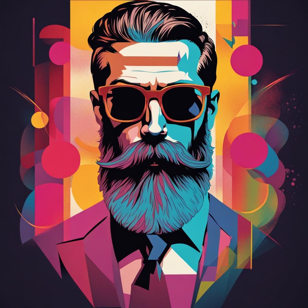 Stylish Bearded Businessman in Pop Art Style