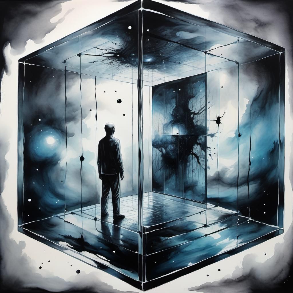 Imprisoned in Glass Cube: Action Painting in Space