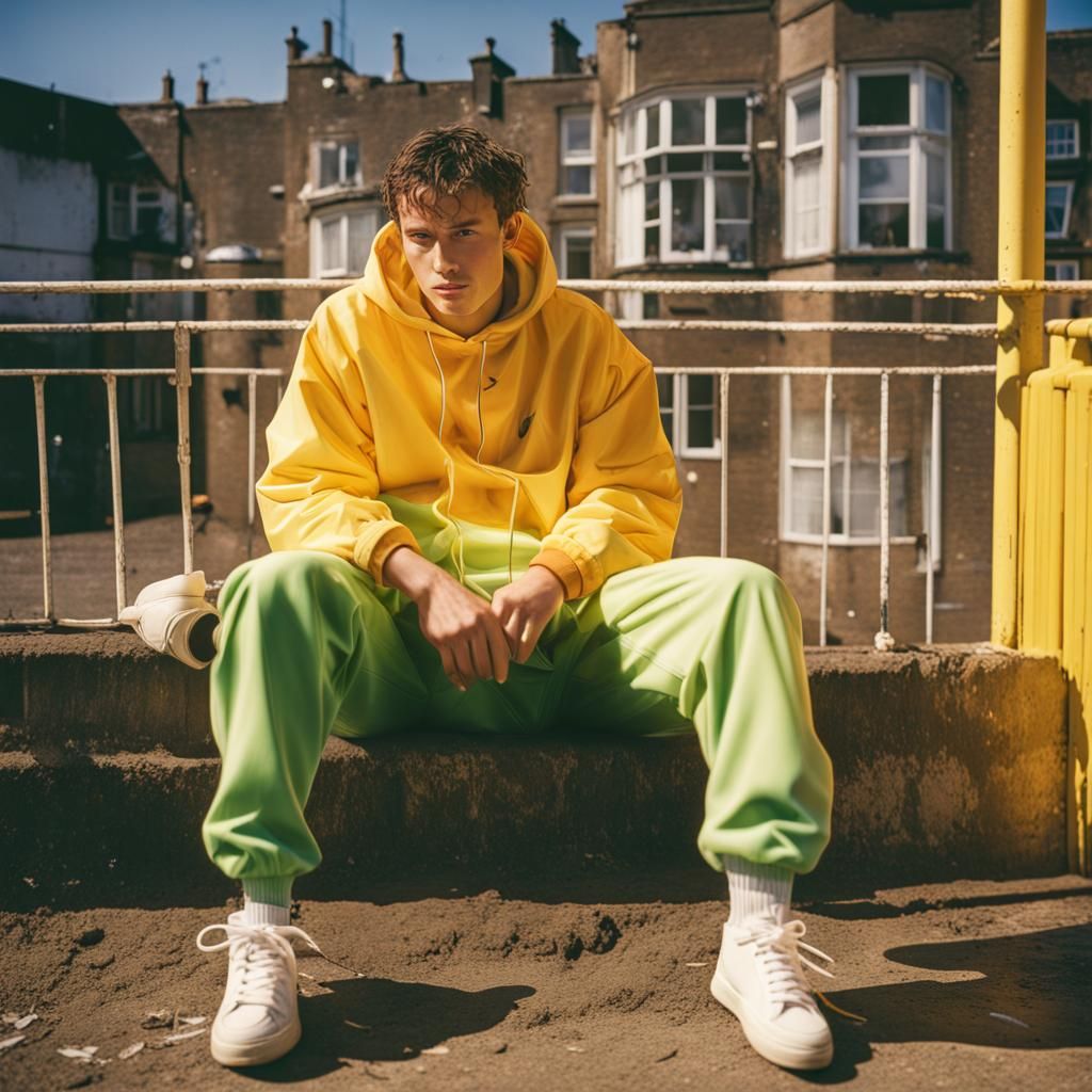 Yorkshire Council Estate Scene in 90s Flash Photo