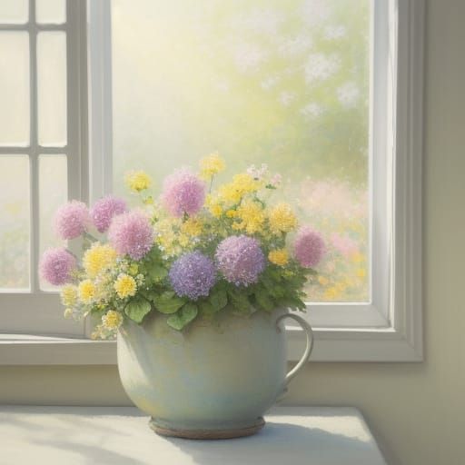 Impressionist Flower Still Life: Blooming Nasturtiums