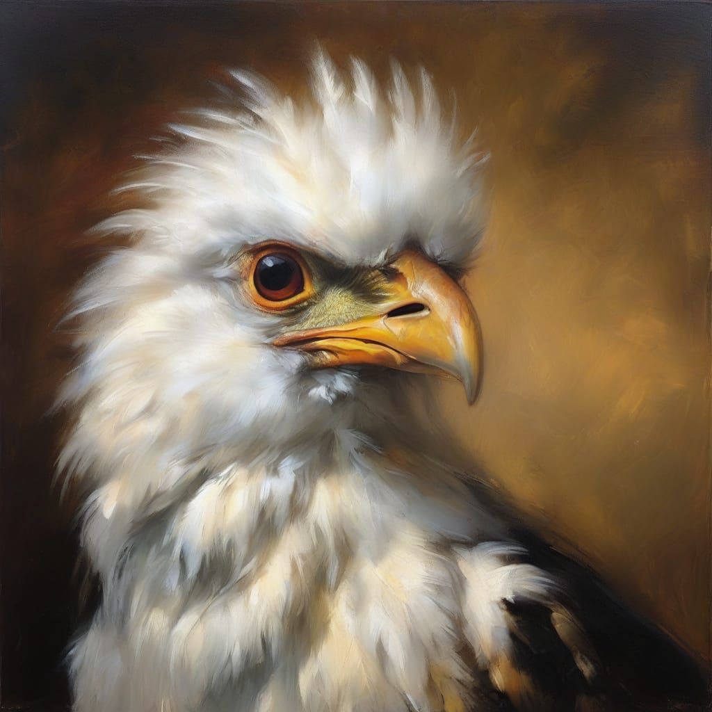 Grumpy Chick in Baroque Oil Painting Style