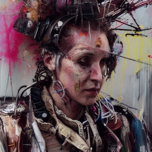 Post-Apocalyptic Punk Portrait in Surrealist Style