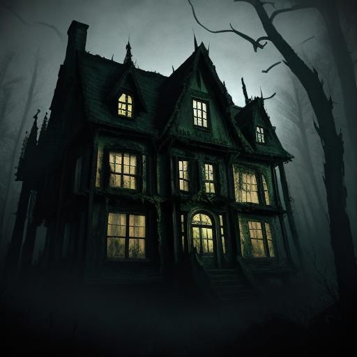 Eerie Dark Haunted Forest Scene
