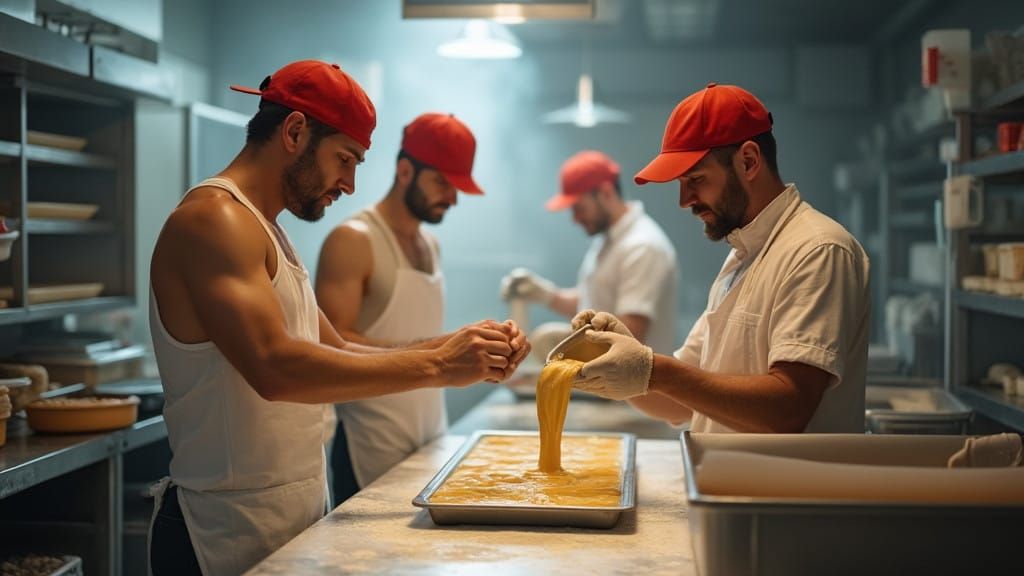 Industrial Bakers in Sync, Captured with Professional Clarit...