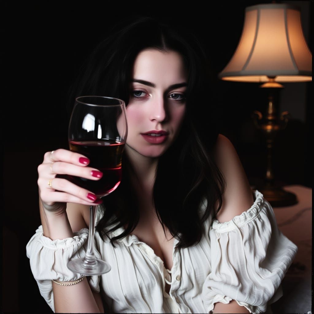 A Woman Embracing Her Wild Side in a Moody, Dark Art Style