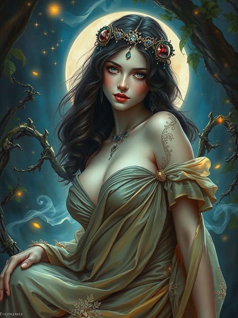 Enchantress Portrait in Ethereal Moonlight