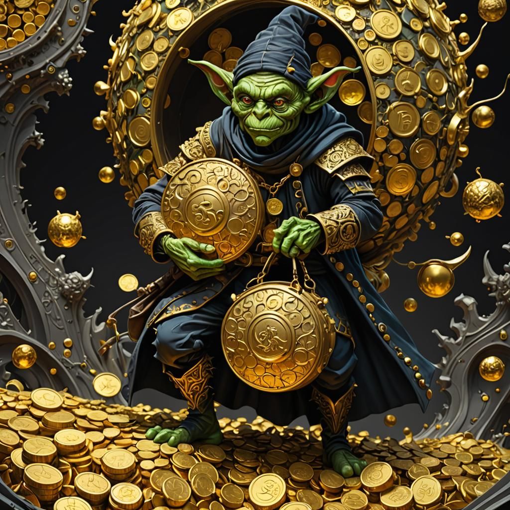Goblin Rogue with Gold in Dark Fantasy Style