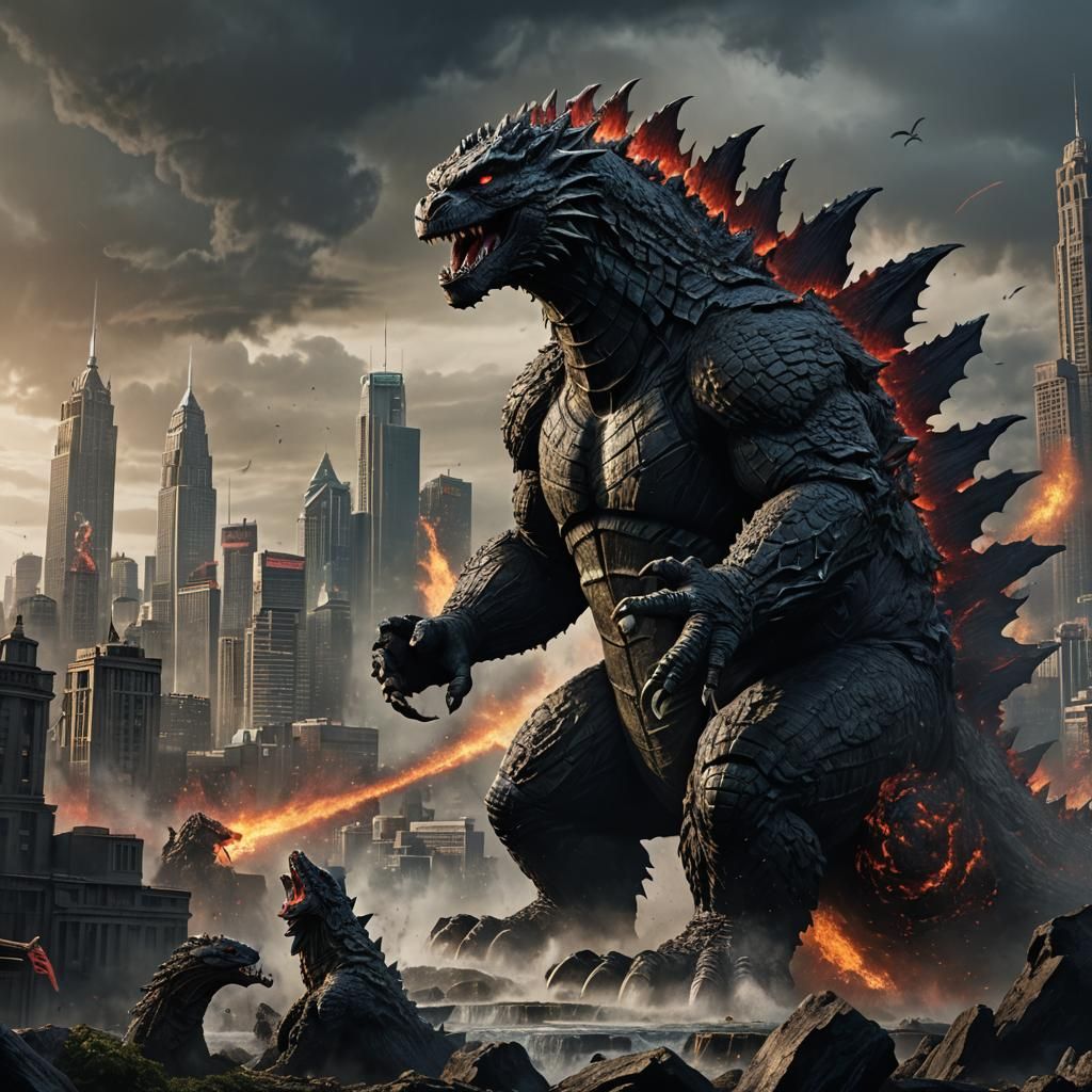 Detailed Godzilla Matte Painting in 8k Resolution