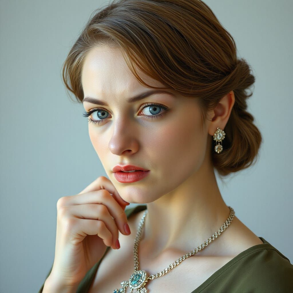 Elegant Woman with Flu Symptoms in Photorealistic Style