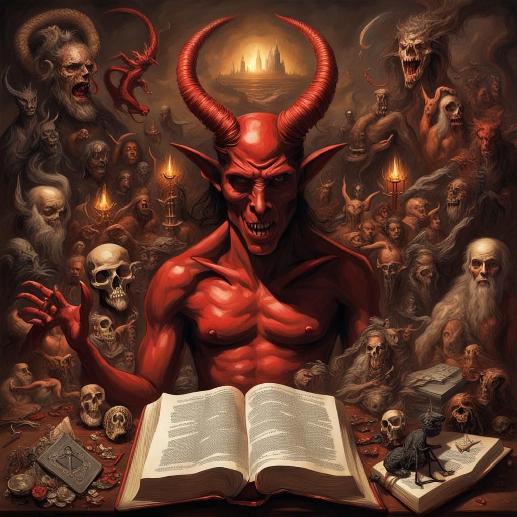 Sinister Bible with Satanic Symbols
