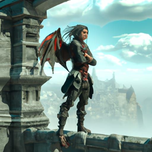 Detailed Matte Painting of a Female Gargoyle