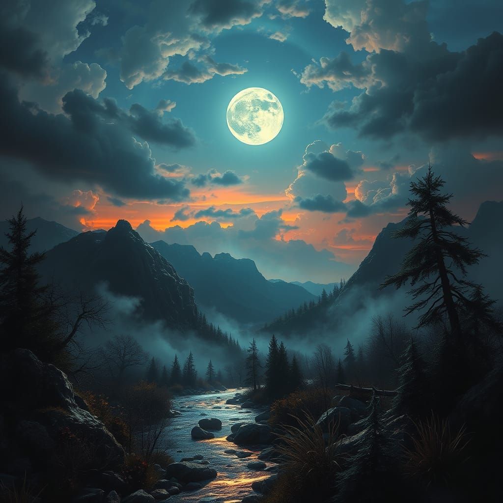 Colorful Moonscape Splash Art in Photorealistic Style