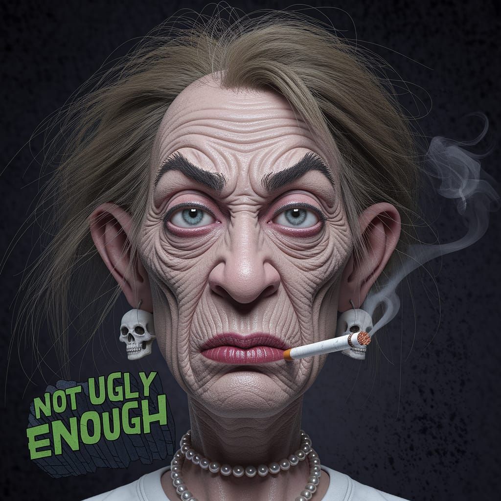 Ugly Woman Smoking in Grimy Underground Comic Style