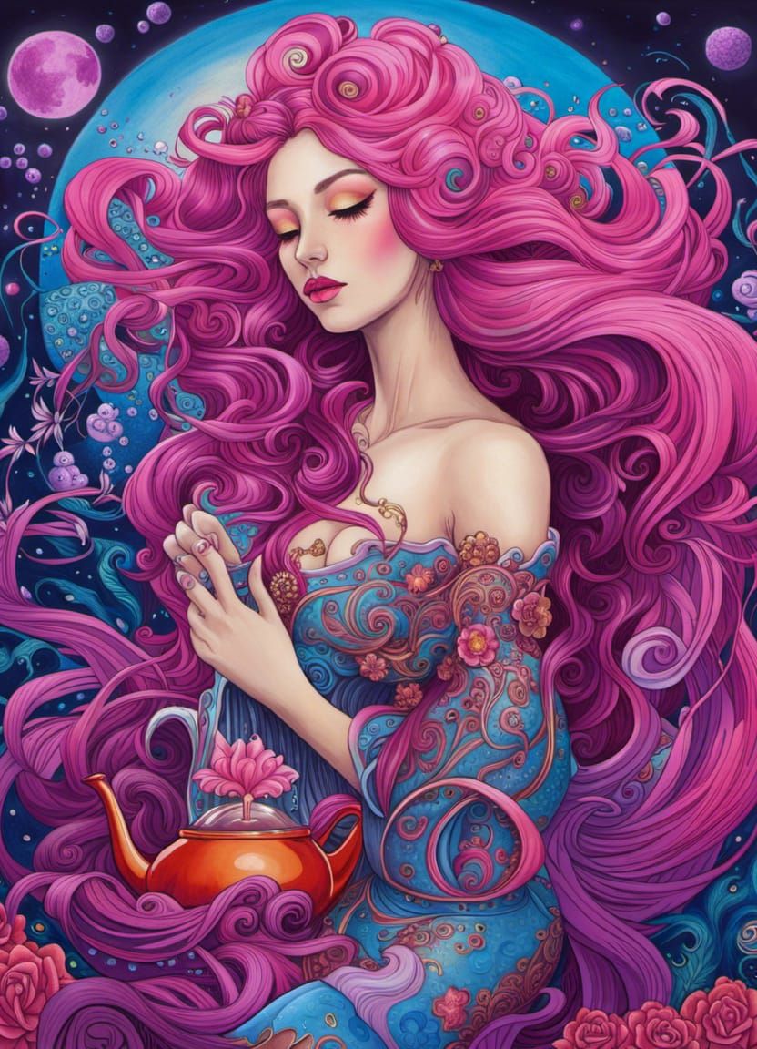 Aquarius Queen Digital Art: Pouring Water