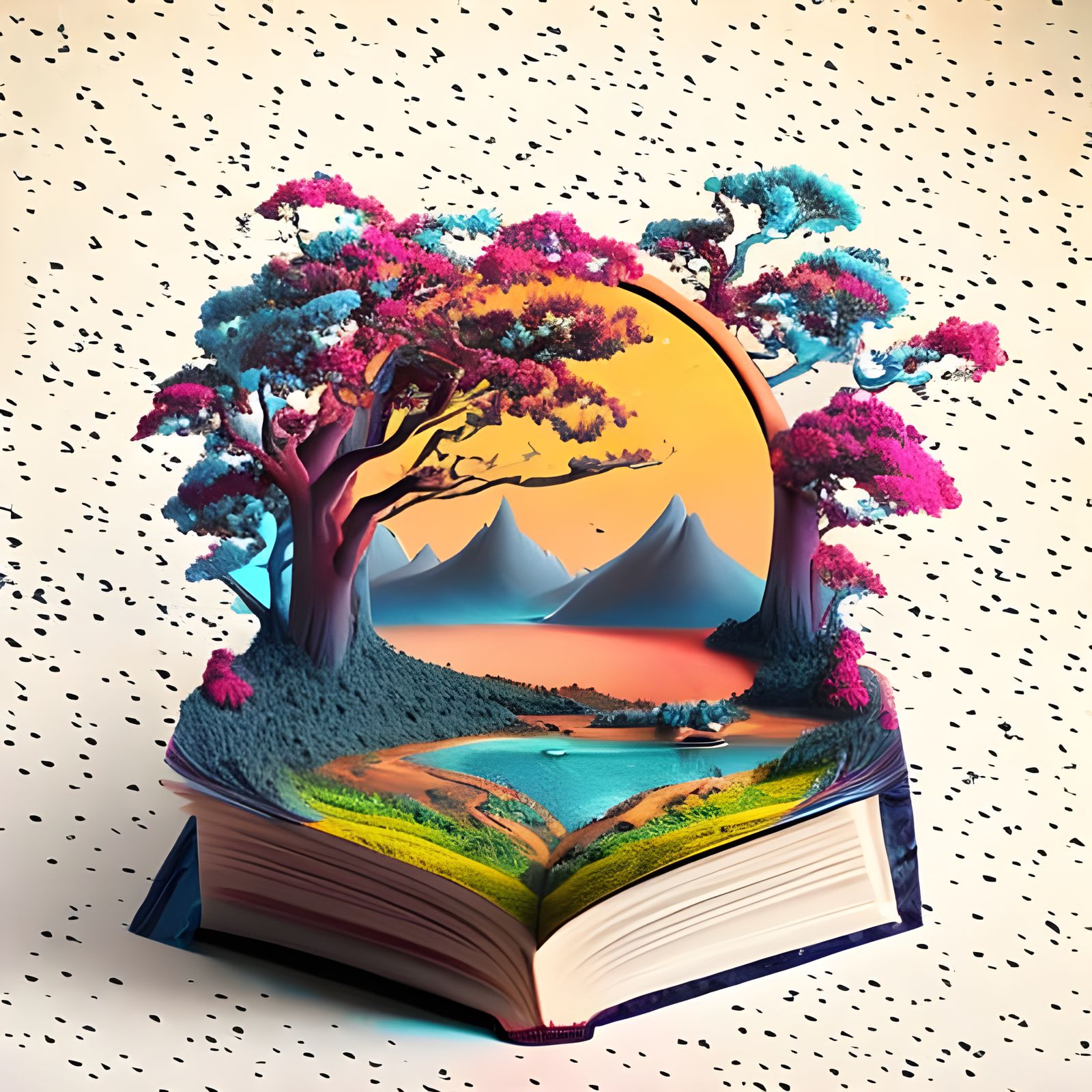 Landscape Book: 3D Rendered Magic Spell Icon