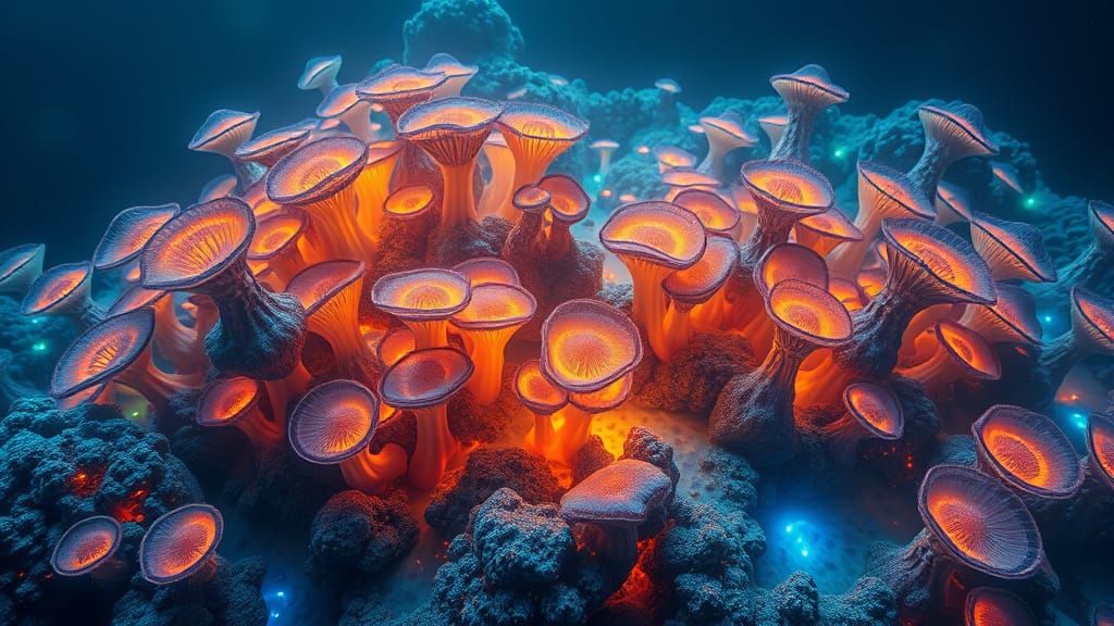 Microscopic Great Barrier Reef Bioluminescent Coral Arches