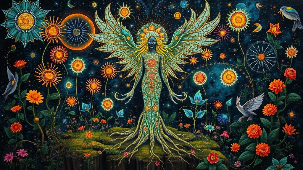 Psychedelic Utopia with Sacred Geometry, Bosch Style