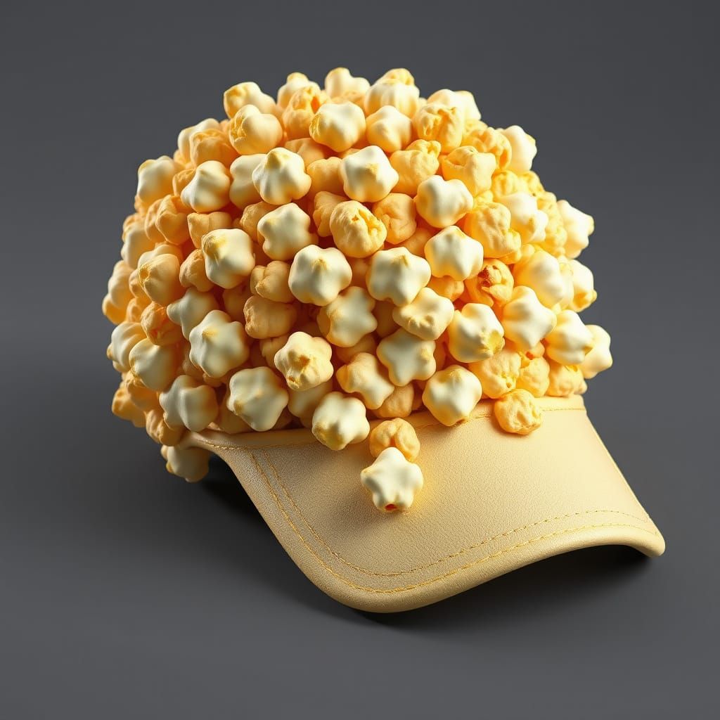 Photorealistic 3D Render of a Popcorn Baseball Cap