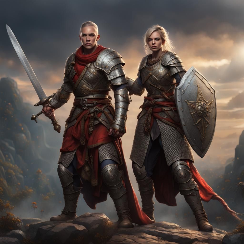 DnD Fighters in Detailed Matte Painting Style