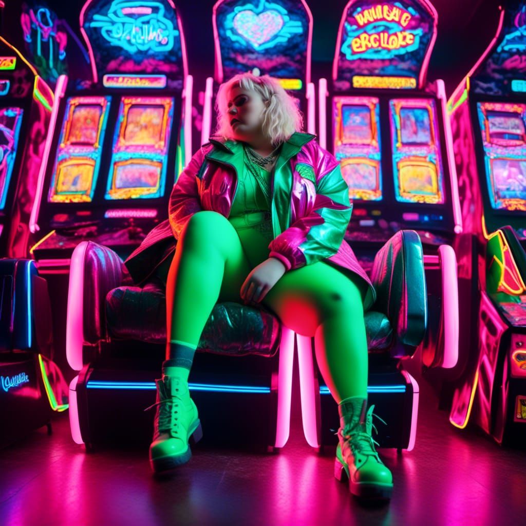 Synthwave Arcade Scene with Neon Accents