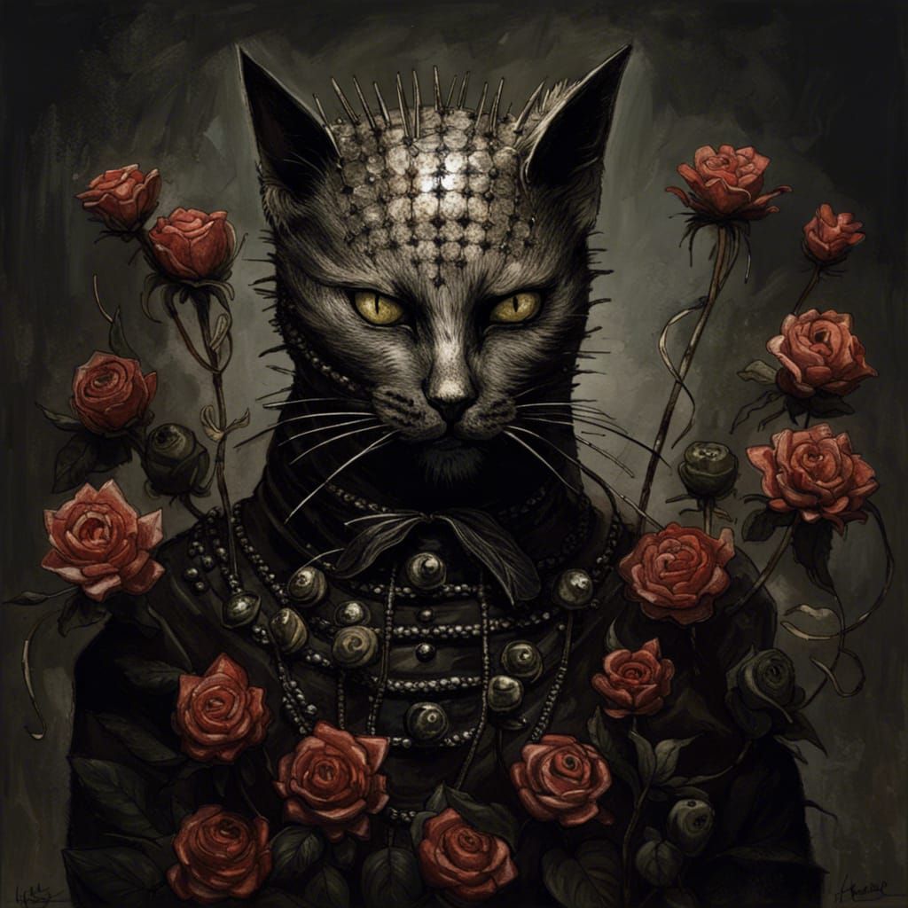 Gothic Cat as Hellraiser's Pinhead Portrait