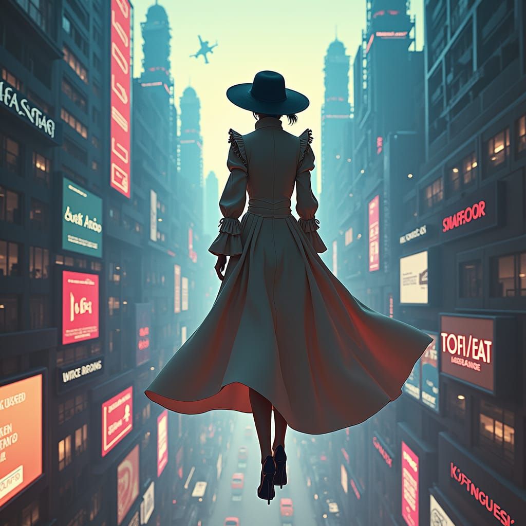 Neon Metropolis Dreamscape: Vintage Sci-Fi Concept Art