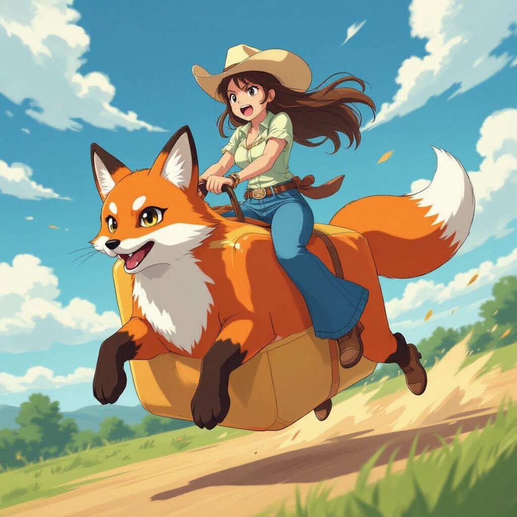 Furious Cowgirl Launches Cube Fox in Anime Style