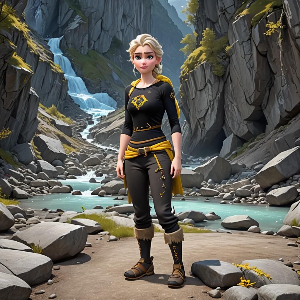 Elsa Hikes to Glacier Ice Cave: 3D Digital Art