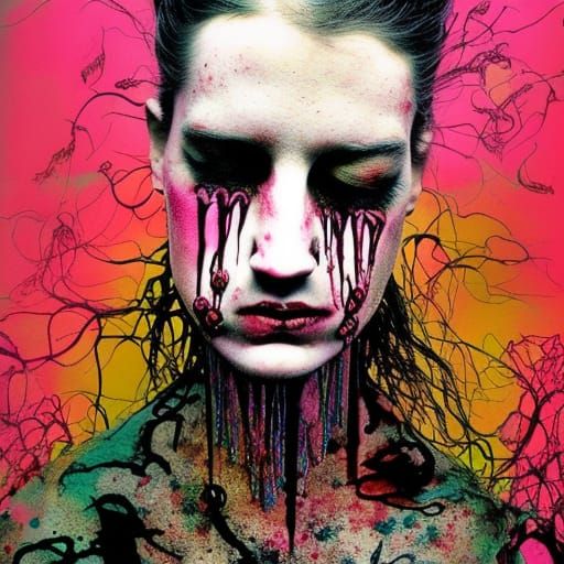 Enraged Woman: Claymation Portrait in Mixed Media Style