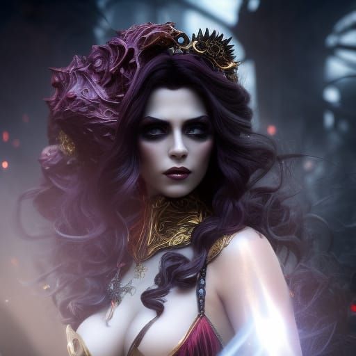 Dragon Queen Goddess Portrait in Dark Fantasy Style