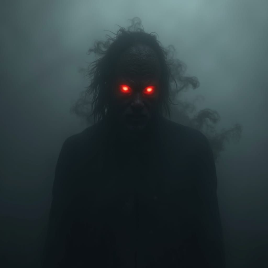 Mysterious Dark Entity with Glowing Eyes