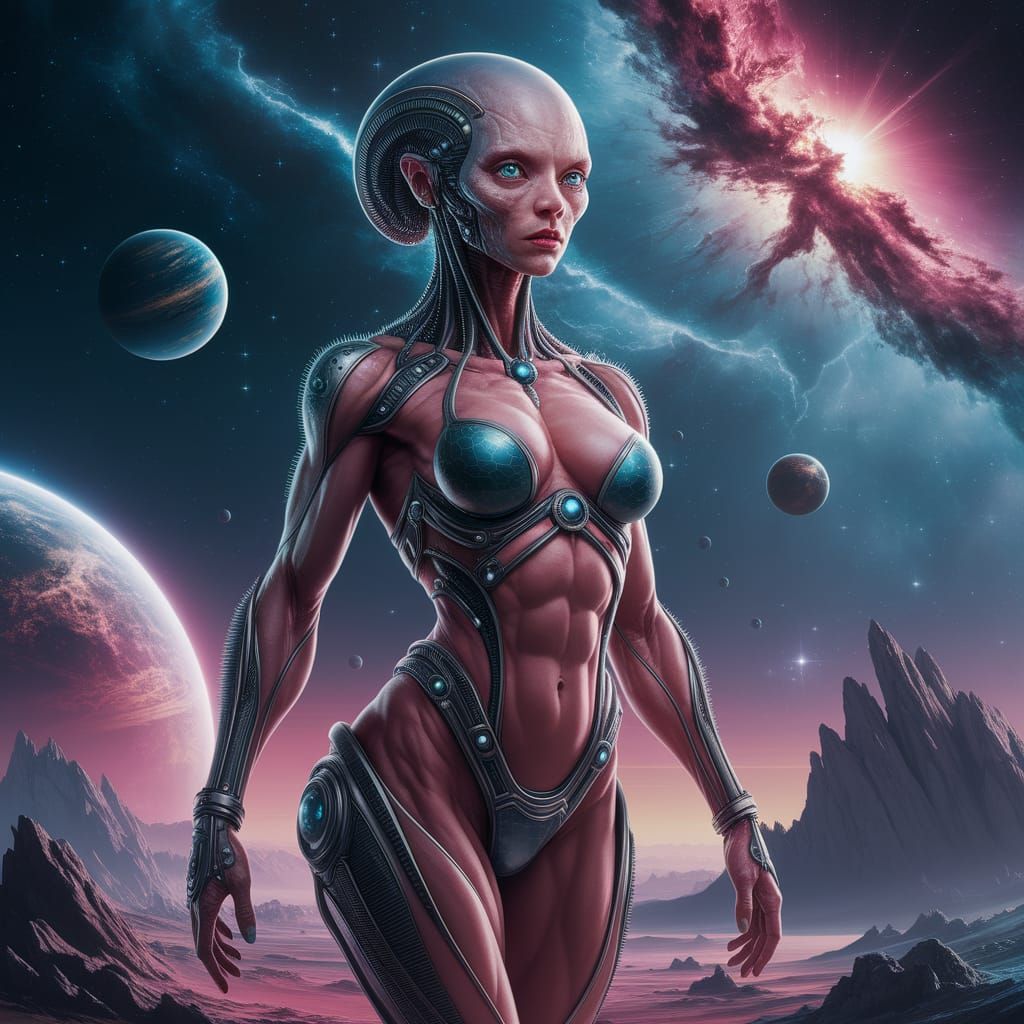 Alien Supernova: Beautiful Muscular Woman in Interstellar Sp...