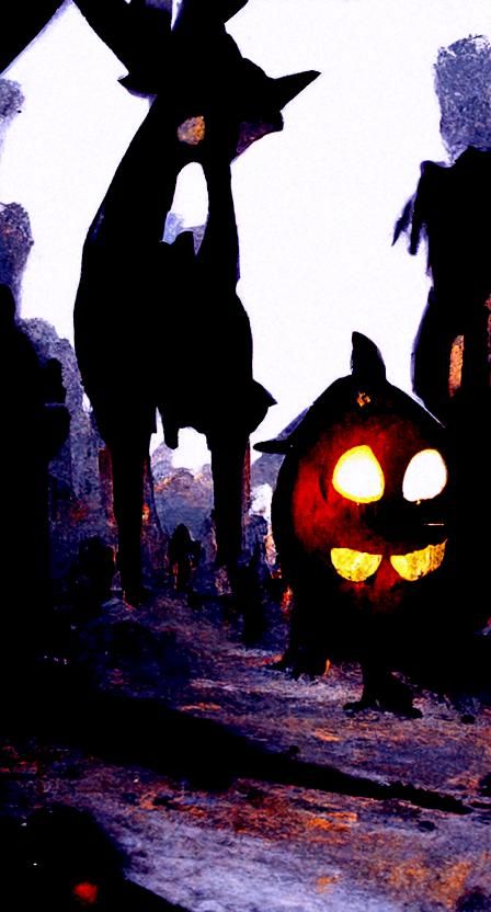 Halloween Ghost Town with Jack-O'-Lanterns