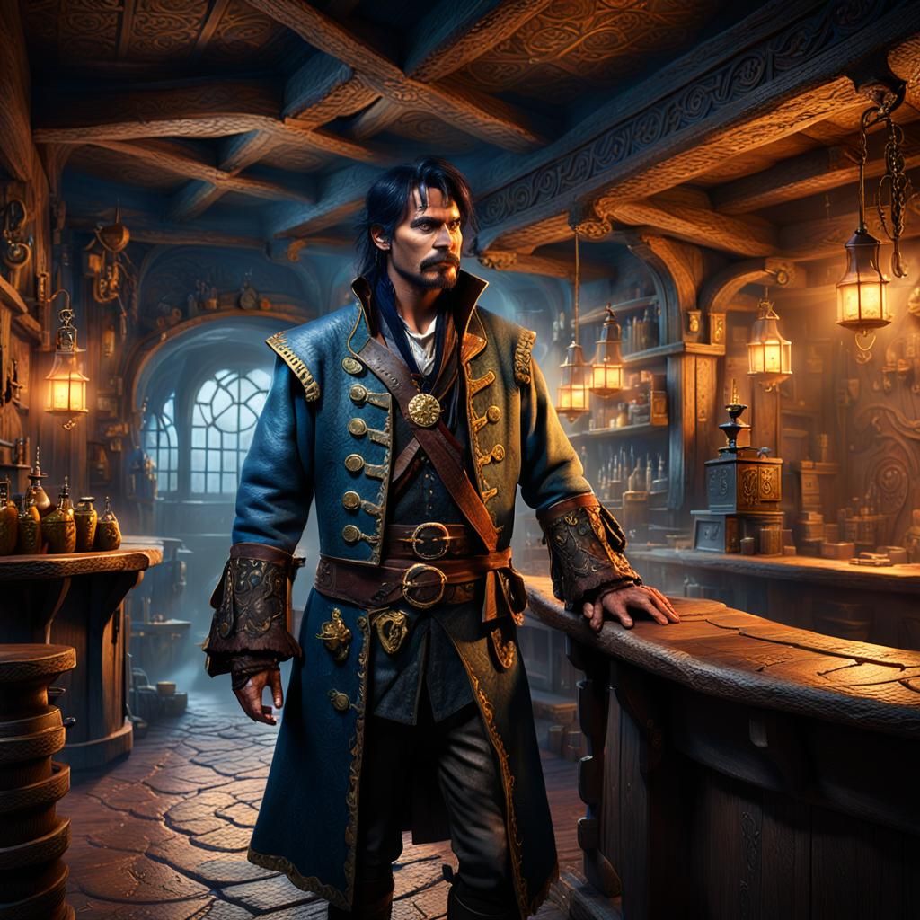Pirate in Mystical Tavern: Fantasy Matte Painting
