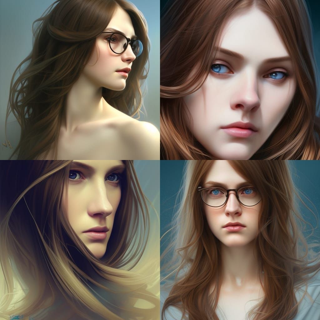 Detailed Portrait of a Woman with Round Glasses