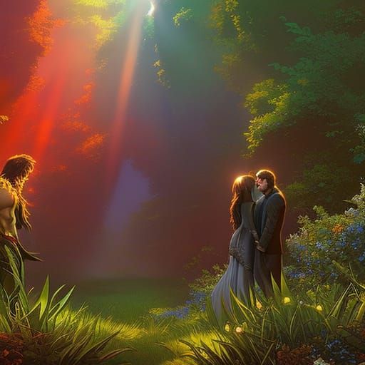 Hyperrealistic Adam and Eve Splash Art