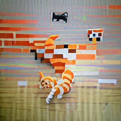 Pixel Art Orange Striped Cat Illustration